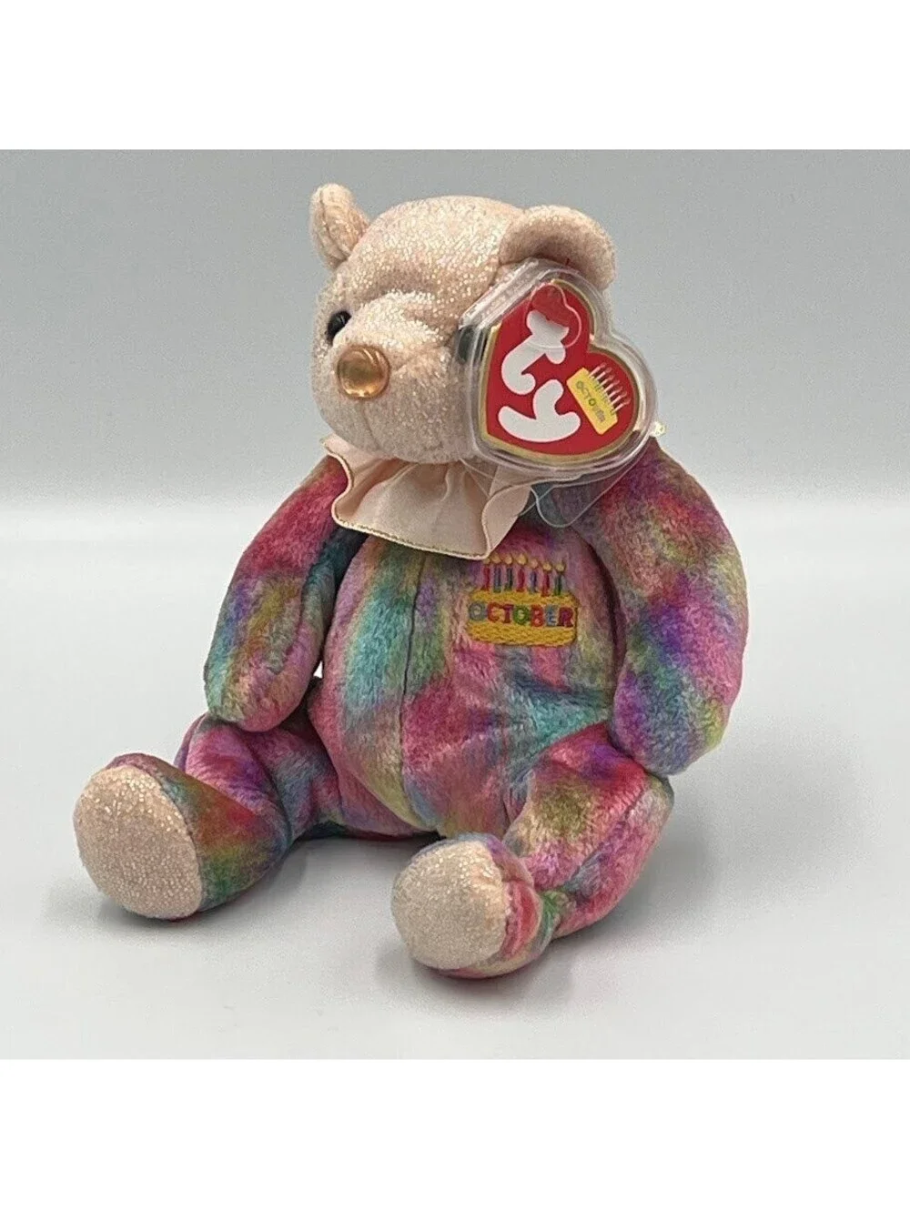 October Birthday Bear Vintage 2001 Ty Beanie Babies Opal MWMTS Tag Protector